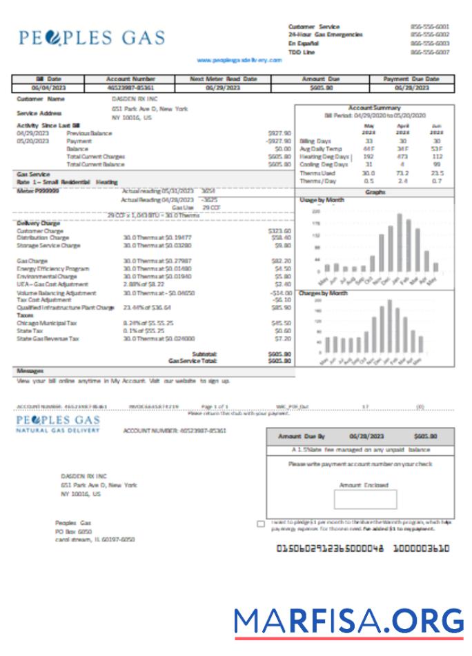 Downloadable Illinois Peoples Gas utility business bill SCR template